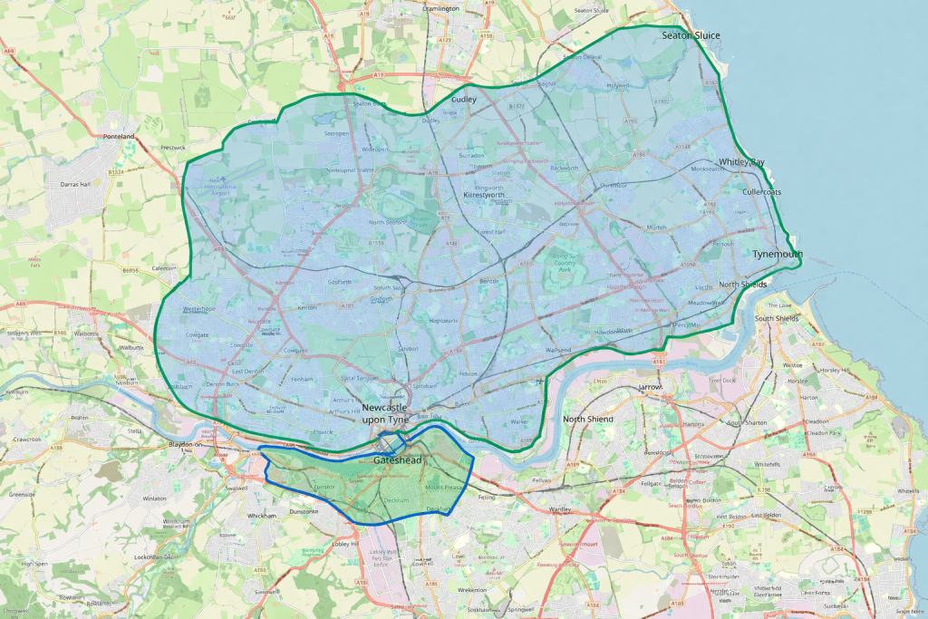 Earluxe Coverage Area - Newcastle-Upon-Tyne, Gateshead & North Shields